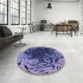 thumbnail image 4 of Ahgly Company Machine Washable Indoor Square Transitional Blue Area Rugs, 3' Square, 4 of 7