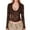 Brown, variant on Womens Summer Tops Floral Lace Solid Color Sexy Deep V Neck Long Sleeve Hollow Out Tee Shirts Outwear,Green,M
