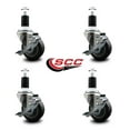 thumbnail image 2 of 3.5 Inch Thermo Rubber Swivel 1-1/2 Inch Expanding Stem Caster Set with Brake, 2 of 2
