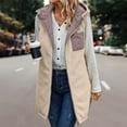 thumbnail image 7 of Usmixi 2025 Winter Womens Plush Vest Womens Double Side Wearable Plush Vest Coat Casual Solid Sleeveless Hooded Outerwear Open Zip up Loose Puffer Quilted Jackets with Pocket, 7 of 7