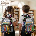 thumbnail image 4 of ZIATUBLES Clear Backpack Heavy Duty 17 Inch, Dachshund Colorful Paw Print Fabric & PVC Transparent Bookbag With Front & Side Pockets, Sturdy See Through Backpack for School Security, 4 of 7