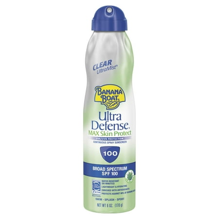 Banana Boat Ultra Defense Max Skin Protect Clear Spray Sunscreen Broad Spectrum SPF 110 - 6 Ounces