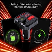 Monster Bluetooth FM Transmitter for Cars with 2 USB Ports, 3.4A , 7.9” x 2.8” x 2.2”, 0.25lb