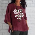 thumbnail image 2 of Raeneomay Half Sleeve Tunic Top Women's Loose Printed Hem with A Split Seven Quarter Sleeve Round Neck T-Shirt Top, 2 of 6