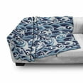 thumbnail image 3 of Japanese Wave Soft Flannel Fleece Throw Blanket, Traditional Eastern Pattern with Waves of Water Foam Splashes, Cozy Plush for Indoor and Outdoor Use, 60" x 80", Pale Blue Navy Blue, by Ambesonne, 3 of 6