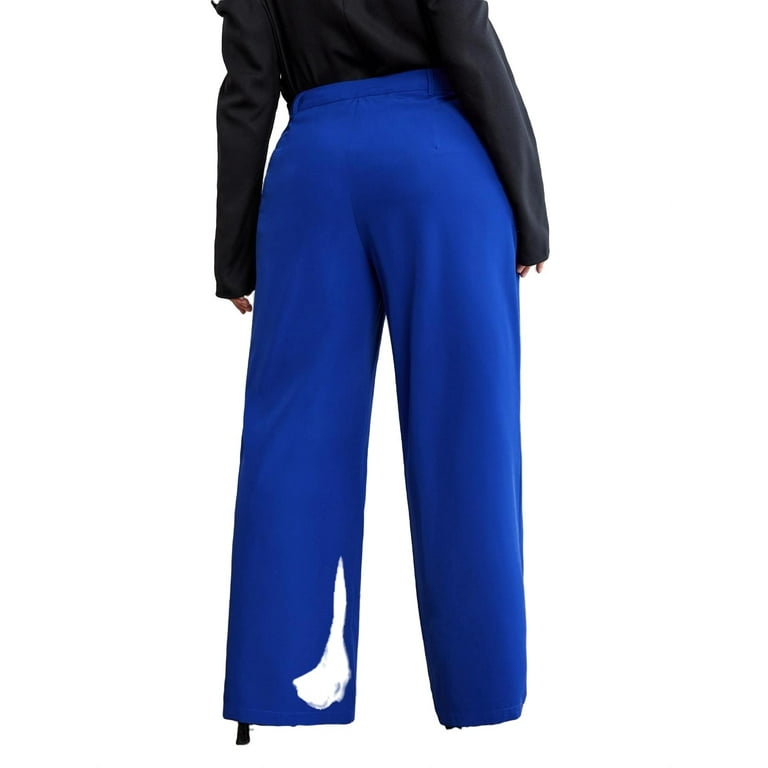 Straight Leg Royal Blue Plus Size Suit Pants Women s