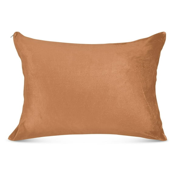 Brown Plush Pillow Cases Standard Size Ultra Soft Warm Pillowcases with Zipper 20"x26"