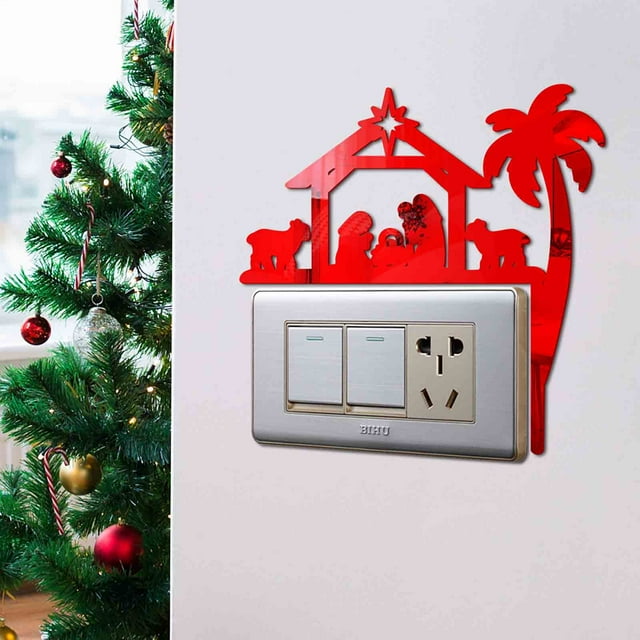 Christmas Nativity Acrylic Mirror Sticker Home Decoration Wall Decal