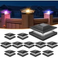 thumbnail image 1 of Solar Post Cap Lights with 8 RGB Solid Colors & Multicolor Flow - 8 Pack Fence Post Solar Lights, IP65 Waterproof - Fits 4x4 5x5 6x6 Wood & Vinyl Posts - White, 1 of 6