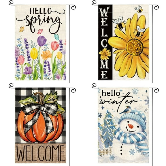 Sm:)e 12 x 18 inch Seasonal Garden Flag, Double-Sided (4 Pack)