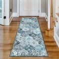 thumbnail image 2 of FairOnly Boho Vintage Floral Printed 2'x6'Runner Rugs for Hallway Low Pile Stain Resistant Oriental Floor Cover for Kitchen Laundry,Grey Blue, 2 of 7