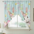 thumbnail image 2 of Turquoise Easter Swag Valances for Windows, Kitchen Window Curtains Over Sink, Spring Easter Bunny Eggs Floral Wooden Window Treatment Curtains for Living Room/Bedroom Curtains 2 Panel Sets 36"x45", 2 of 8