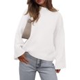 thumbnail image 2 of Women'S Long Sleeve Ribbed Knit Loose Pullover Sweater Tops Fuzzy Knit Casual Chunky Fall Outfits Clothes White XL, 2 of 9