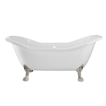 Serenity 72 Inch Acrylic Double Slipper Clawfoot Tub - Rim Drillings ...