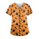 thumbnail image 1 of Puntoco moda mujer casual cuello pico blusa estampada manga corta camiseta verano Halloween bolsillos tops Puntoco Puntoco-2873, 1 of 5