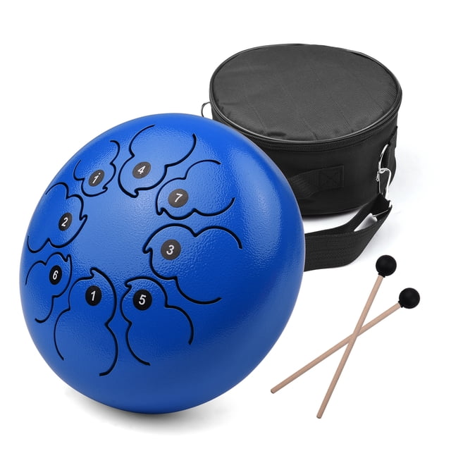 Tambor de lengua de acero de 8 pulgadas en tono F, ideal para meditación y relajación - Incluye baquetas, bolsa y libro de música. Perfecto para principiantes.
