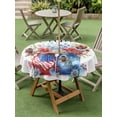 thumbnail image 5 of Outdoor Tablecloth with Umbrella Hole Zipper 4th of July Round Tablecloth 60" Waterproof Outside Table Cloth Independence Day Spring Floral American Flag Patio Table Cover Tablecloths for Picnic, 5 of 8