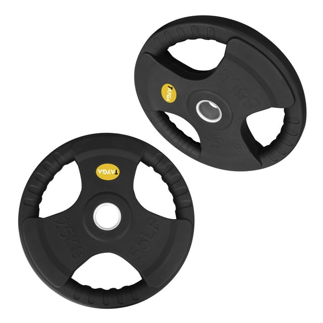 Par de Discos Olímpicos 25 kg c/u 3 Agarres Tayga Negro