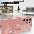 thumbnail image 4 of Designed for Samsung Galaxy S22 Ultra Case with Strap Luxury Love Heart Plating Gold Bumper Phone Cover Wristband Kickstand Full Body Protective Slim Case for Women-Sand Pink, 4 of 10
