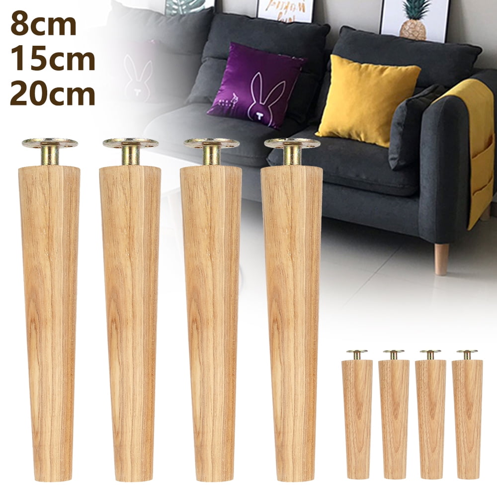 4x Wooden Furniture Legs Pads Replacement Sofa Foot Stool Couch Cabinet Feet 