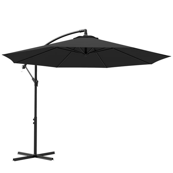 Outsunny 9.7ft Garden Parasol Sun Shade Banana Umbrella Cantilever Black