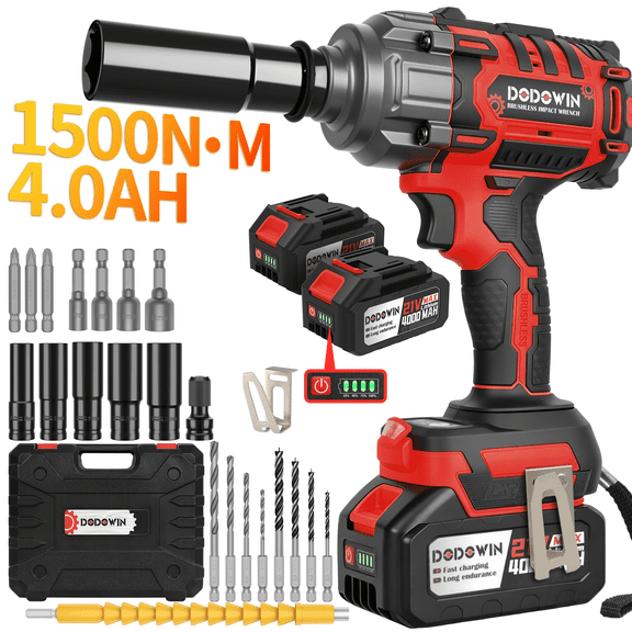 3-In-1 Impact Wrench Electric Drill Kit, Heavy Duty Cordless Power Tool With 2 Batteries, Charger, Sockets And Drill Accessories For Tire Work And DIY