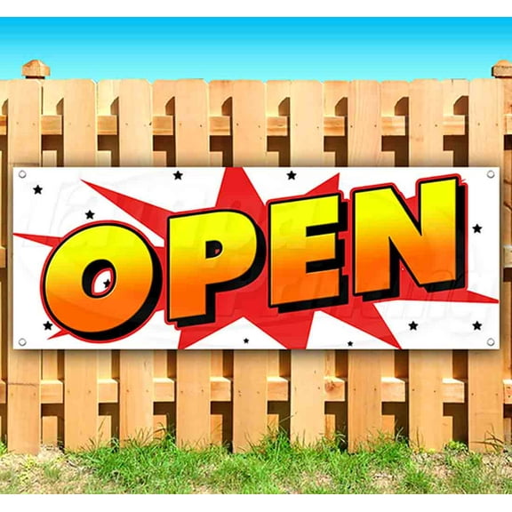 Open 13 oz Vinyl Banner With Metal Grommets