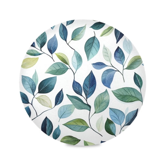 JLWWHD Blue and Green Round Placemats Set of 1 Heat Resistant Washable Kitchen Table Decorations 15.4in