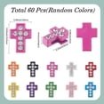 thumbnail image 2 of 1 Box 60Pcs Slide Rhinestone Charms Easter Cross Beads Bulk Slide Alloy Metal Crucifix Holy Small Colorful Cross Spacers for Jewelry Making Supplies DIY Craft Bracelet Necklace Women Adults, 2 of 5