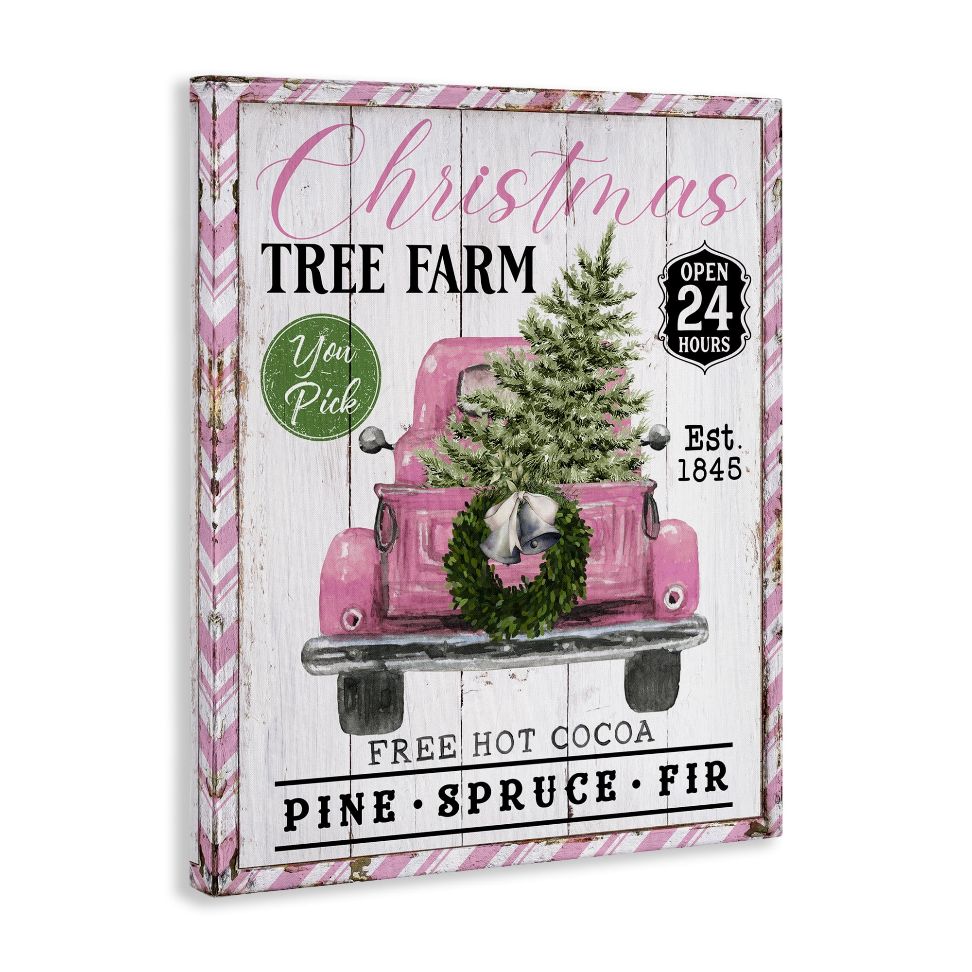 Stupell Industries Pink Christmas Tree Farm Holiday Painting Gallery Wrapped Canvas Art Prints Wall Art, 36 x 48