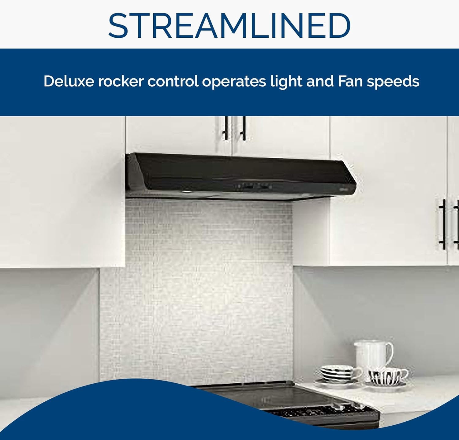 Broan-NuTone Range Hood Sahale BKSH130BL - 300 CFM, 2-Speed, Under Cabinet - Black