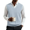 thumbnail image 2 of Huankd Sweater Vest Men V Neck Business Casual Sweaters Sleeveless Knitwear Knitted Pullover Formal Vest Top 2026 Sky Blue 4XL, 2 of 6