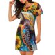 thumbnail image 2 of Balery Sunflower Turtle Camisón de manga corta con cuello redondo para mujer, cómodo y elegante., 2 of 6