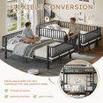 thumbnail image 6 of Leumius Full over Full Bunk Bed Frame with Ladders & Guardrails, Metal Bunk Bed Frame with Upgraded Safety Round-Pipe Design, Can Transformed into 2 Platform Bed for Teens Adults Black, 6 of 9