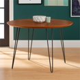 thumbnail image 4 of 46" wood and metal Round Hairpin Leg Dining Table - Walnut, 4 of 6