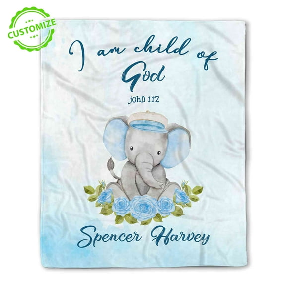 Customizaholic Custom Blanket With Name, Custom Name Blanket, Jesus Blanket, Healing Blanket, Elephant Blanket, Elephant Blanket For Baby