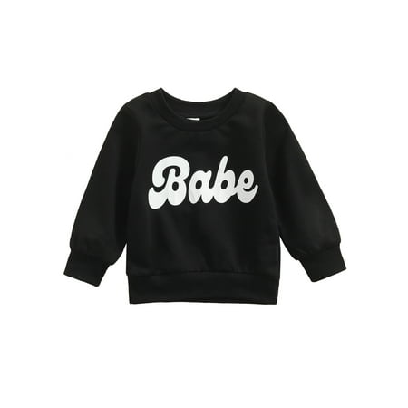 

ZIYIXIN Toddler Baby Boy Girl Sweatshirt Babe Letter Print Long Sleeve Pullover Shirt Sweater Tops Causal Clothes Black 18-24 Months