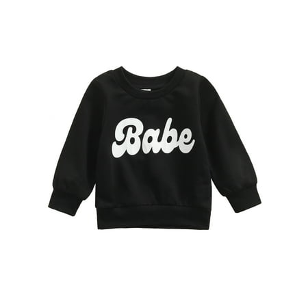 

Sunisery Toddler Baby Girl Boy Pullover Sweatshirt Unisex Letter Print Long Sleeve Top Shirt Fall Winter Casual Clothes Black 2-3 Years