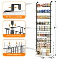 thumbnail image 3 of FOUKUS Over the Door Pantry Organizer: 9 Tier Stainless Steel Kitchen Organizers and Storage, Hanging Spice Rack, Easy to Install - Black, 3 of 7