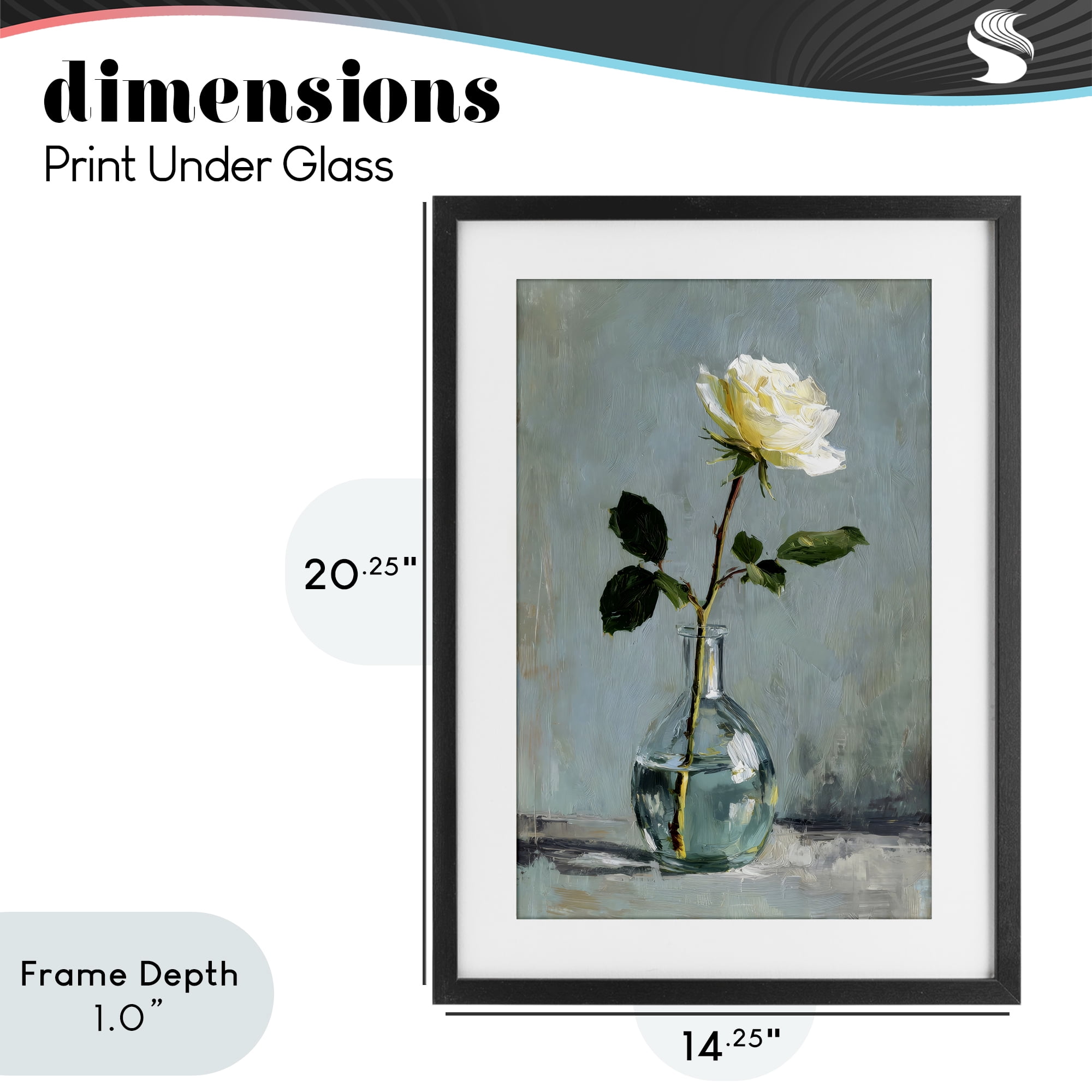 Stupell Industries Sweet White Rose in Vase Black Framed Print Under Glass, design by Petal Prints Design