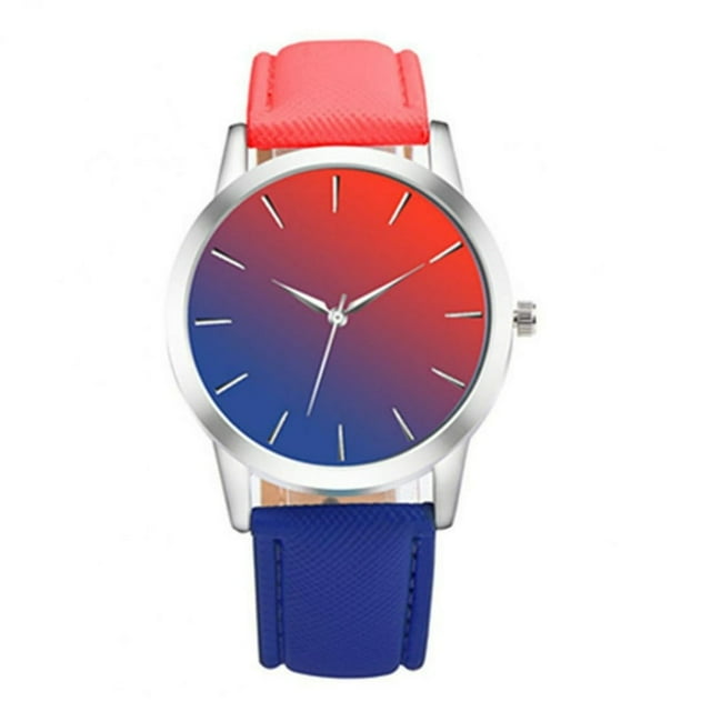 Montre à Quartz Rayée Creative Montre en Cuir avec Bracelet