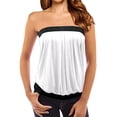 thumbnail image 1 of Camiseta sin mangas Bandeau sin tirantes para mujer, camisetas de tubo de verano, blusa informal Sexy con hombros descubiertos para vacaciones Pompotops FGAJ3013, 1 of 3