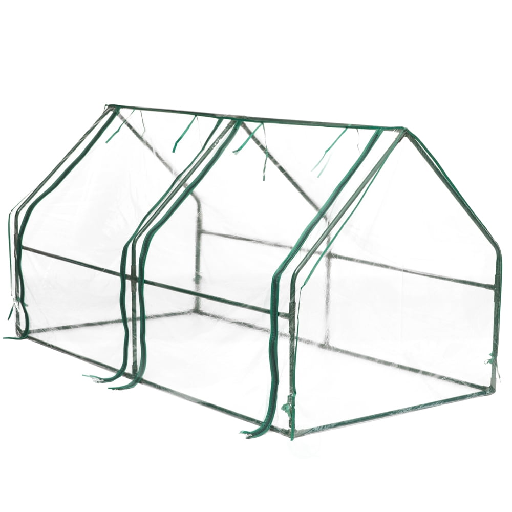 Green Outdoor Waterproof Portable Plant Greenhouse with 2 Clear Zippered Windows, Medium
