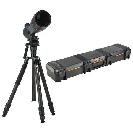 FotoPro Bosma Golden Hawk 25-75x100 Spotting Scope with 4-Section Carbon Fiber Tripod Bundle with V770 Vault Single Scoped Rifle Case