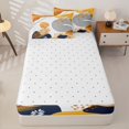 thumbnail image 4 of Homewish Bohemian Abstract Stripes Zipper Queen Comforter Set with Fitted Sheet and 2 Pillowcases,Mid-Century Plants Zipper Bedding Set,White Orange,Reversible,4pcs, 4 of 8