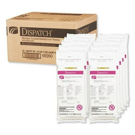 Clorox, CLO69260, Dispatch Hospital Cleaner Disinfect Towels, 12 / Carton, White