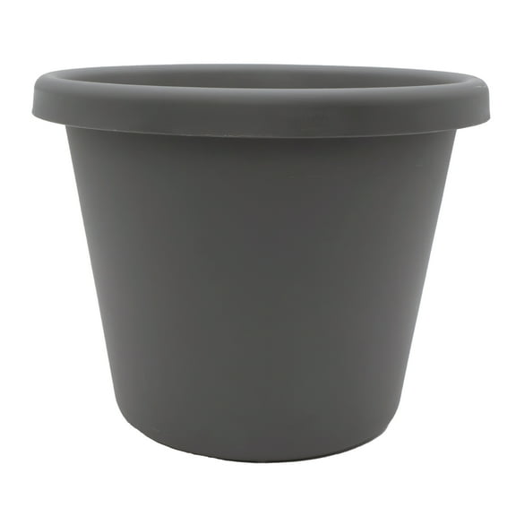 The HC Companies 14 Inch Round Classic Planter, Plastic Plant Pot, Warm Gray