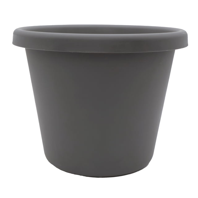 The HC Companies 14 Inch Round Classic Planter, Plastic Plant Pot, Warm Gray