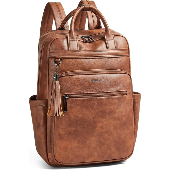 Shrrie Laptop Backpack for Women 15.6 inch Travel Leather Backpack Purse Work Computer Backpacks for Business College