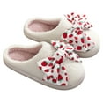 thumbnail image 2 of Bow House Slippers for Women Ladies Bowknot Comfy Fuzzy Bedroom Slippers Bride Wedding Indoor Outdoor Memory Foam Shoes, 2 of 9